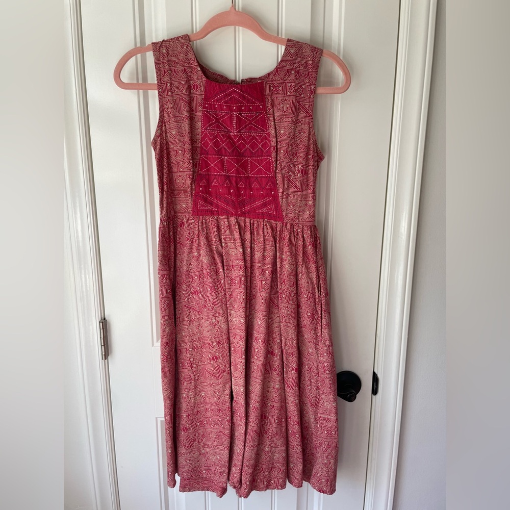 Mata Traders - 100% Cotton Red Embroidered Dress